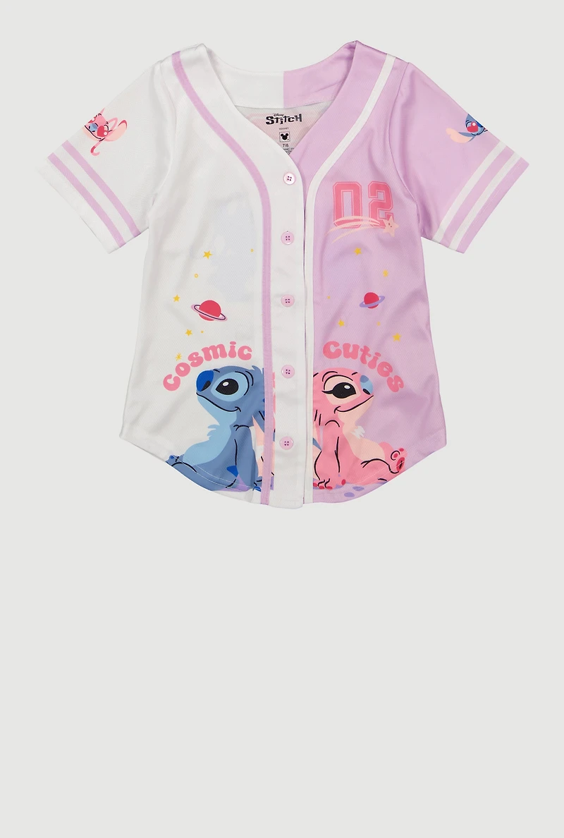 Girls Stitch and Angel Cosmic Cuties Baseball Jersey