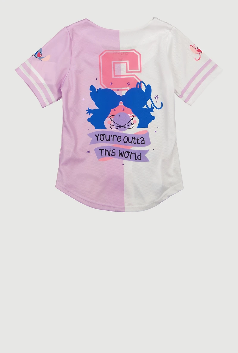 Girls Stitch and Angel Cosmic Cuties Baseball Jersey