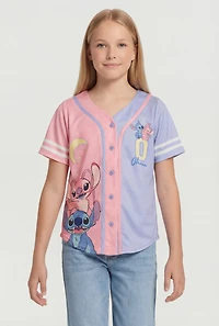 Girls Stitch Graphic Varsity Stripe Mesh Jersey