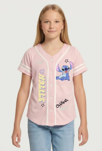 Girls Stitch Ohana Means Family Baseball Jersey
