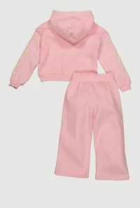 Little Girls Blessed Bow Print Fleece Hoodie and Sweatpants