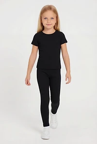 Little Girls Seamless Ribbed Tee and Leggings Set