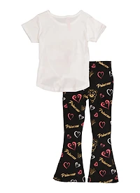 Little Girls Queen Of Sass Tie Front Tee and Flared Pants