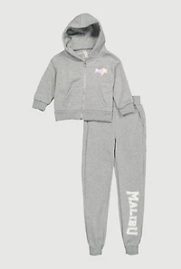Little Girls Malibu Graphic Hooded Sweatshirt and Joggers