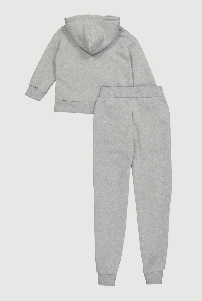 Little Girls Malibu Graphic Hooded Sweatshirt and Joggers