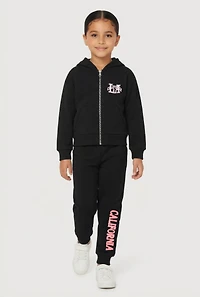 Little Girls LA California Zip Front Hoodie and Joggers