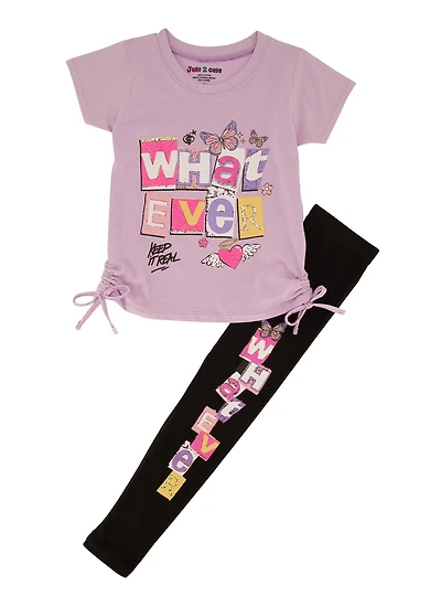 Little Girls Whatever Graphic Tee and Leggings