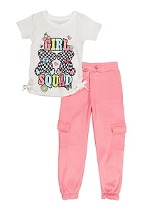 Little Girls Girl Squad Tee and Cargo Sweatpants
