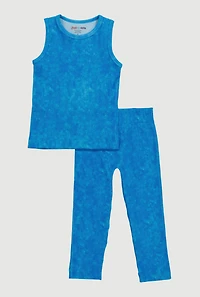 Little Girls Mineral Wash Seamless Tank Top and Leggings Set,