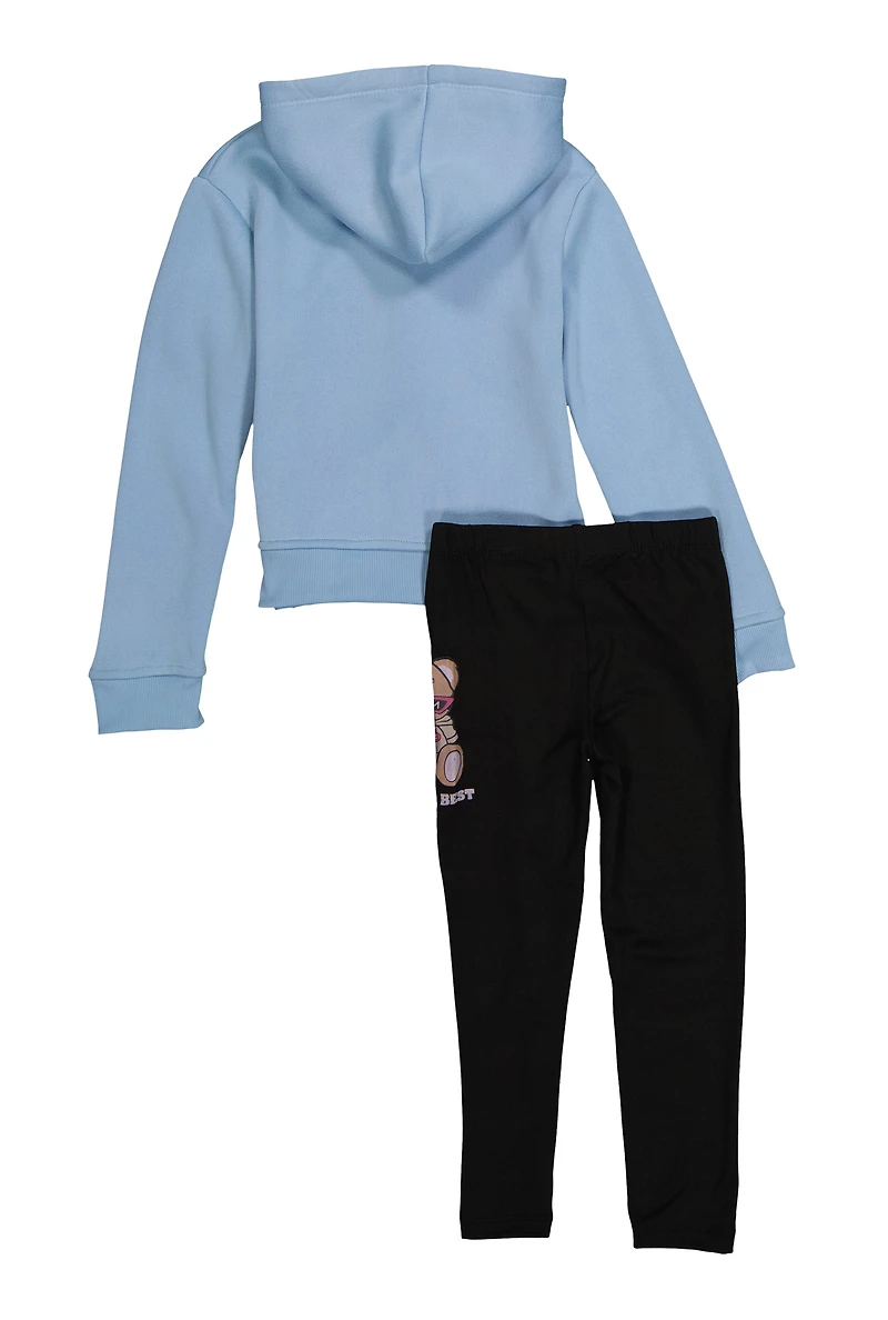 Little Girls Living My Best Life Hoodie and Leggings, Blue, Size 5-6