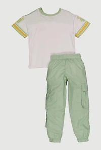 Little Girls Grl Pwr 43 Graphic Tee and Cargo Joggers Set