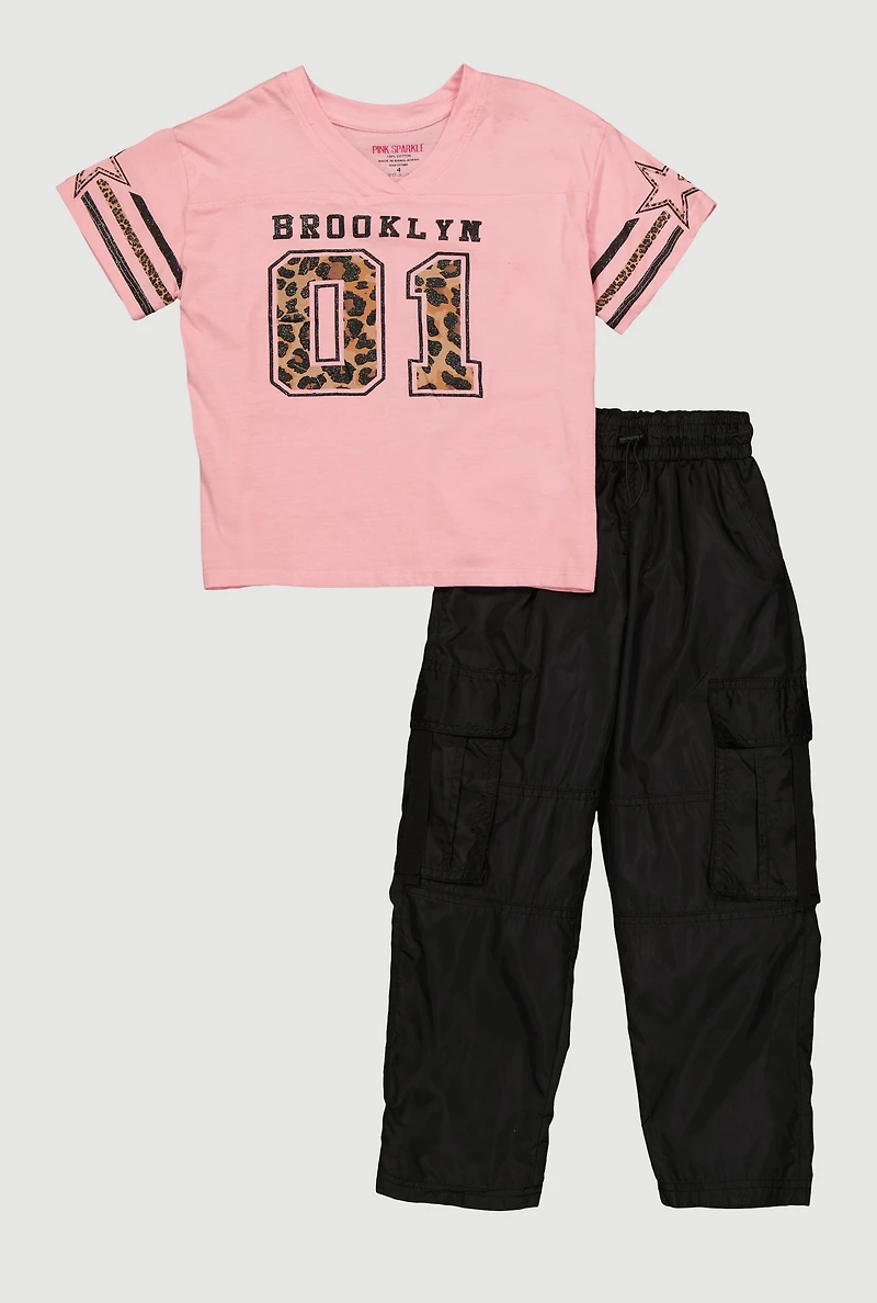 Little Girls Brooklyn 01 Graphic Tee and Cargo Pants