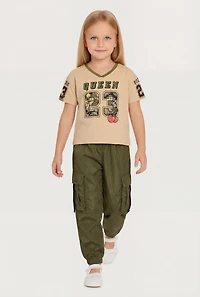 Little Girls Queen 23 Graphic Tee and Nylon Cargo Pants