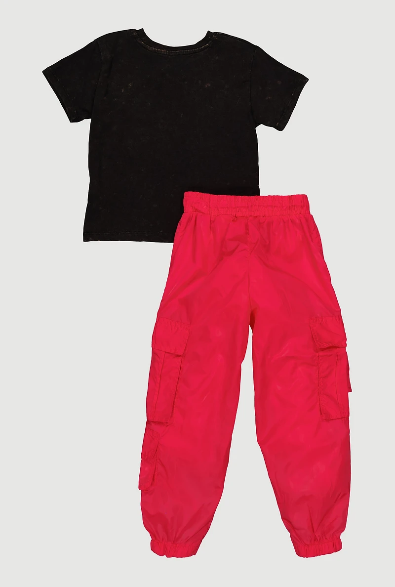 Little Girls Girl Boss Graphic Tee and Cargo Joggers