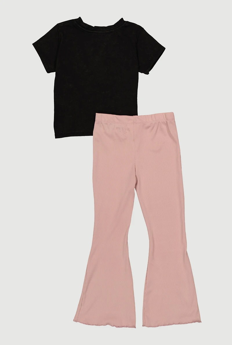 Little Girls Paris France Graphic Tee and Flare Pants