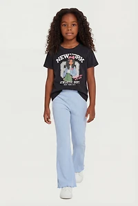 Little Girls Mineral Wash New York Tee and Flare Pants