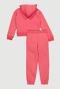 Little Girls Teddy Bear Graphic Hooded Sweatshirt and Sweatpants