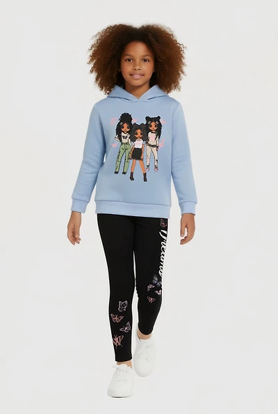 Little Girls Graphic Hoodie and Dreams Leggings