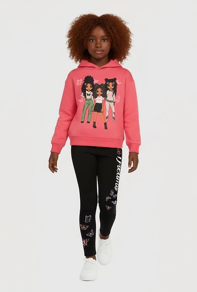 Little Girls Graphic Hoodie and Dreams Leggings