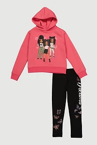 Little Girls Graphic Hoodie and Dreams Leggings