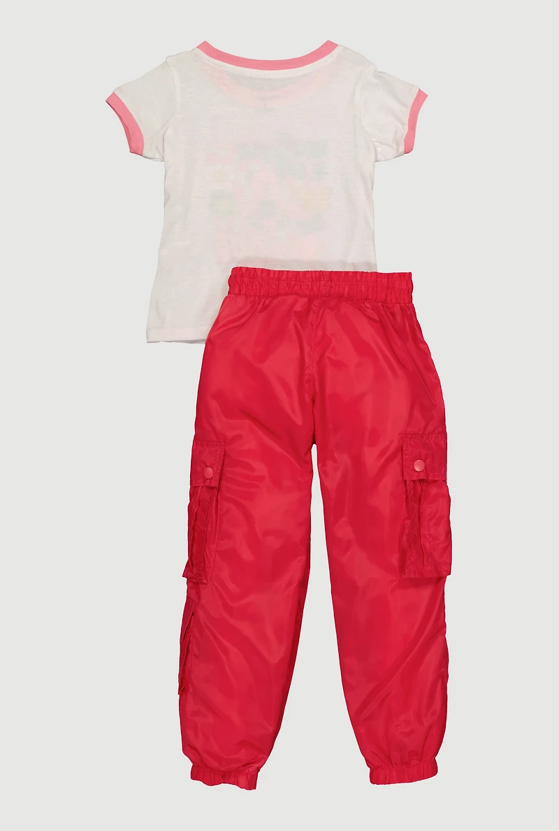 Little Girls Give A Love Graphic Tee and Joggers