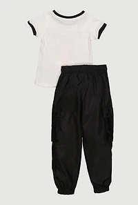 Little Girls New York Graphic Short Sleeve Tee and Cargo Joggers