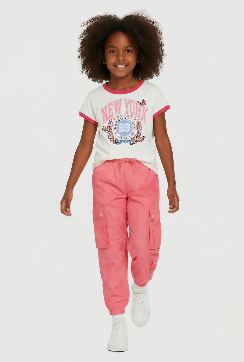 Little Girls New York Graphic Tee and Cargo Joggers Set