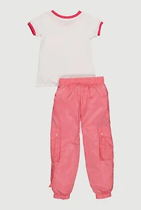 Little Girls New York Graphic Tee and Cargo Joggers Set