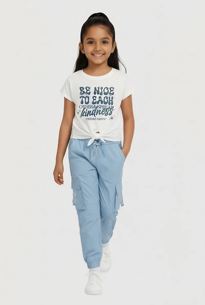 Little Girls Be Nice Graphic Tee and Cargo Joggers