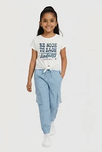 Little Girls Be Nice Graphic Tee and Cargo Joggers