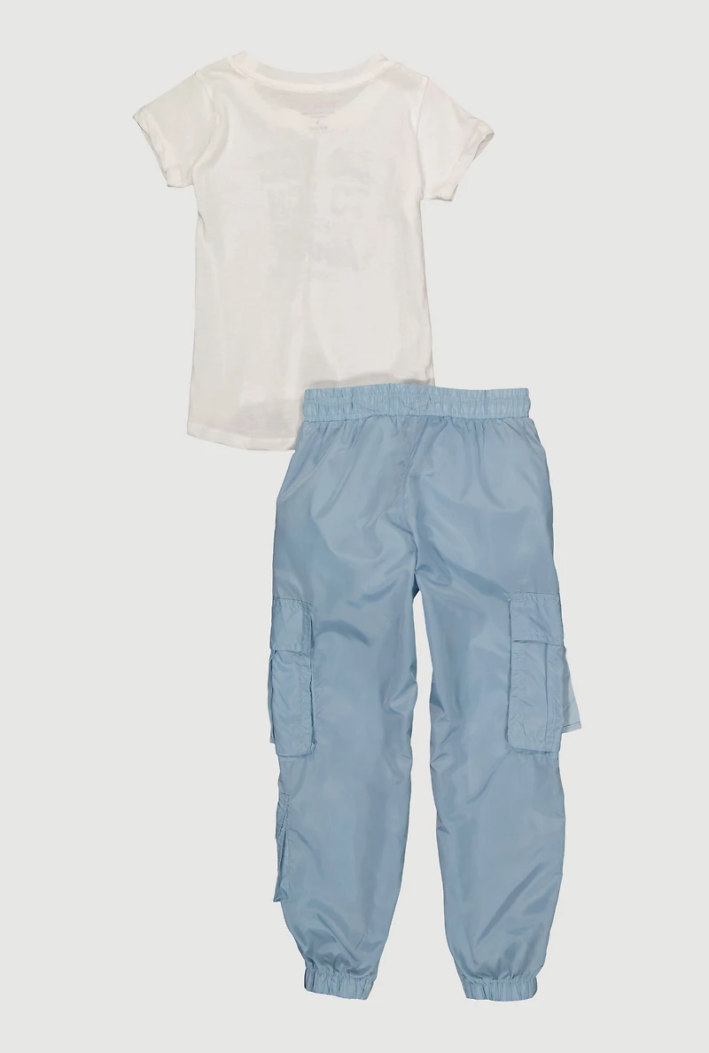 Little Girls Be Nice Graphic Tee and Cargo Joggers