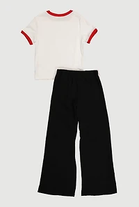 Girls Brooklyn 89 Graphic Tee and Side Stripe Flare Pants Set