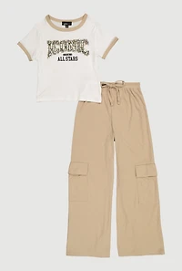 Girls Iconic All Stars Graphic Tee and Cargo Pants