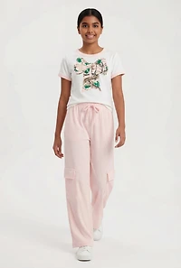 Girls Hunter Camo Bow Graphic Cargo Pants