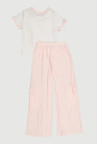 Girls Hunter Camo Bow Graphic Cargo Pants