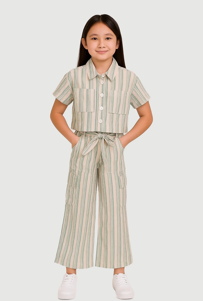 Girls Striped Shirt and Cargo Pants