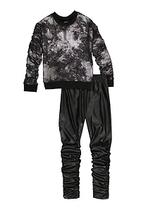 Girls Foil Screen Sweatshirt and Stacked Leggings