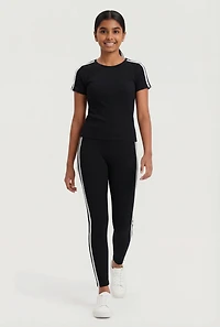 Girls Seamless Varsity Striped Detail Tee and Leggings