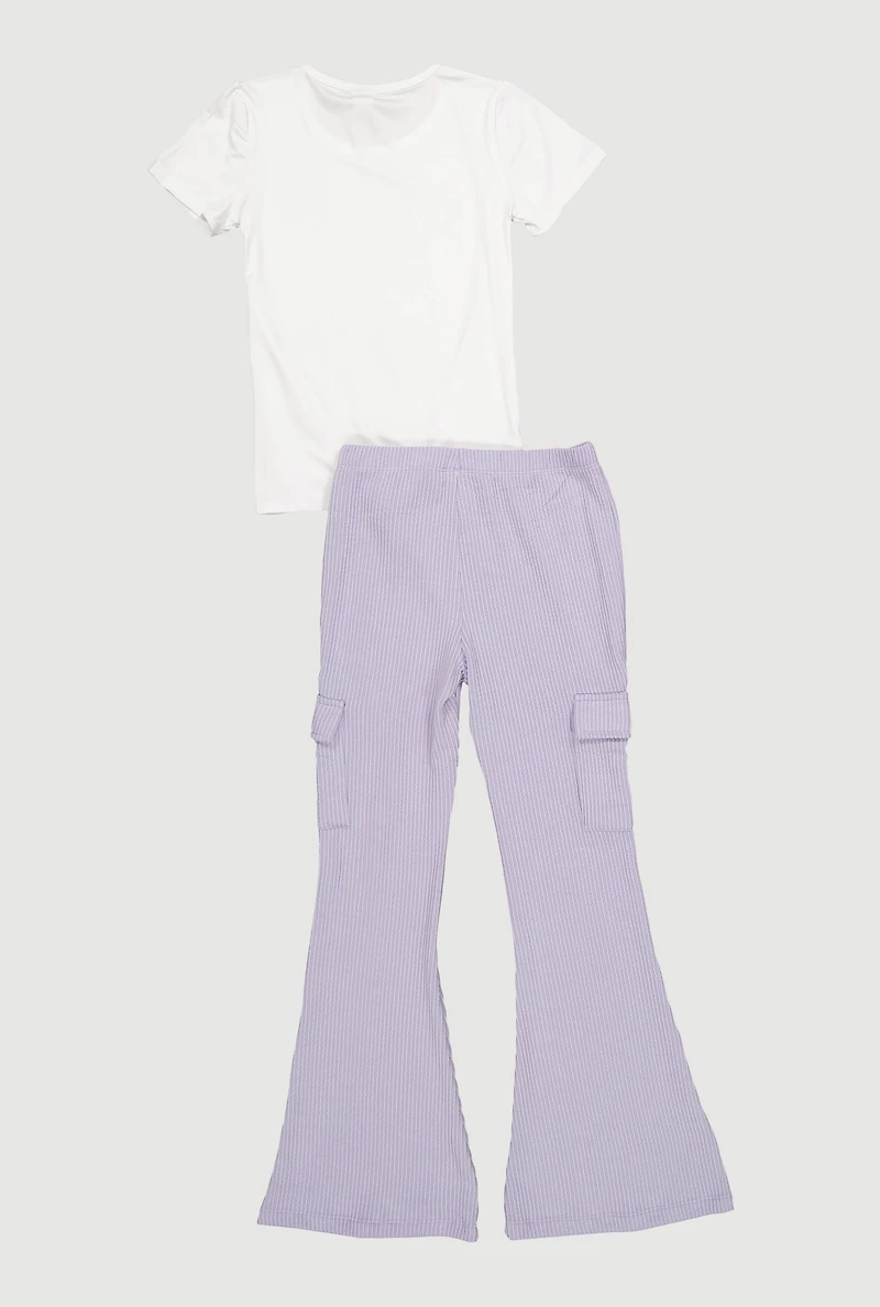 Girls Love Yourself Graphic Tee and Cargo Flare Pants