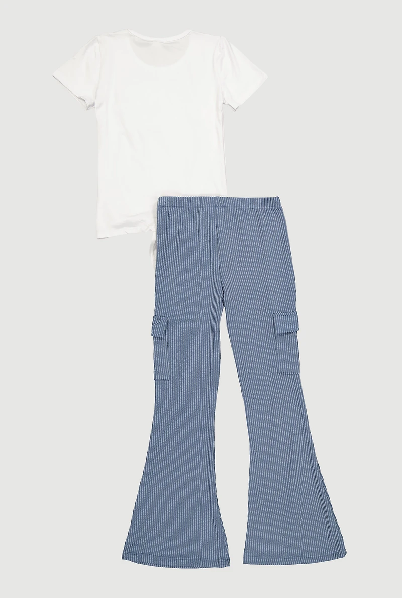 Girls Be Real Not Perfect Graphic Tee and Cargo Flare Pants