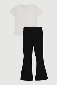 Girls Cherry Graphic Tee and Side Stripe Flare Pants