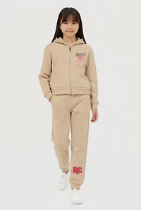Girls Brooklyn NYC Zip Front Hoodie and Joggers