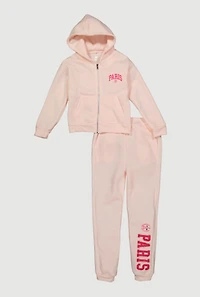 Girls Paris 1789 Graphic Zip Front Hoodie and Sweatpants Set