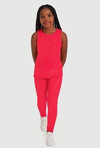 Girls Ribbed Knit Seamless Tank Top and Leggings 2 Piece Set