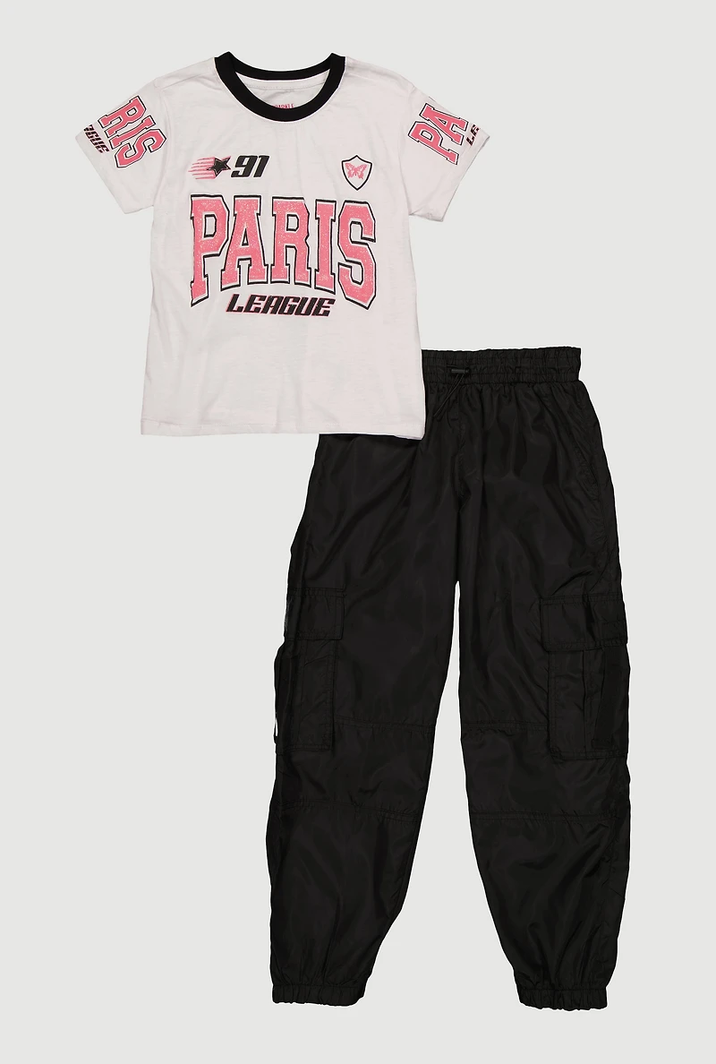 Girls Paris League 91 Graphic Tee and Cargo Joggers