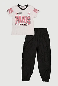 Girls Paris League 91 Graphic Tee and Cargo Joggers