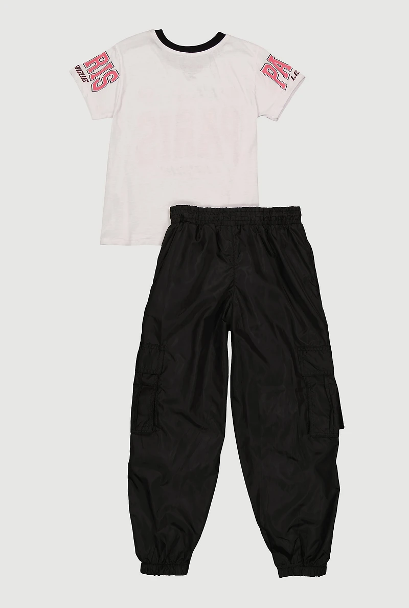 Girls Paris League 91 Graphic Tee and Cargo Joggers