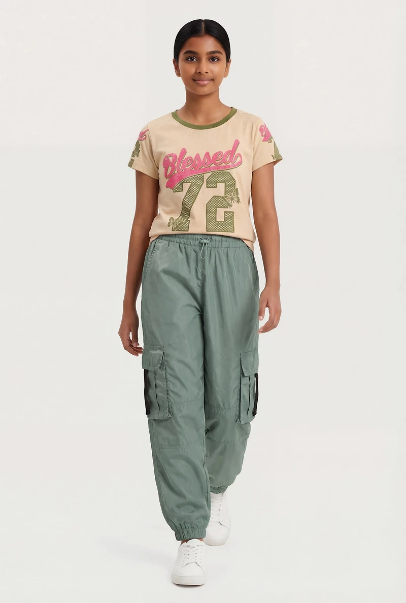 Girls Blessed 72 Graphic Tee and Cargo Joggers