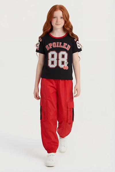 Girls Spoiled 88 Graphic Tee and Cargo Joggers