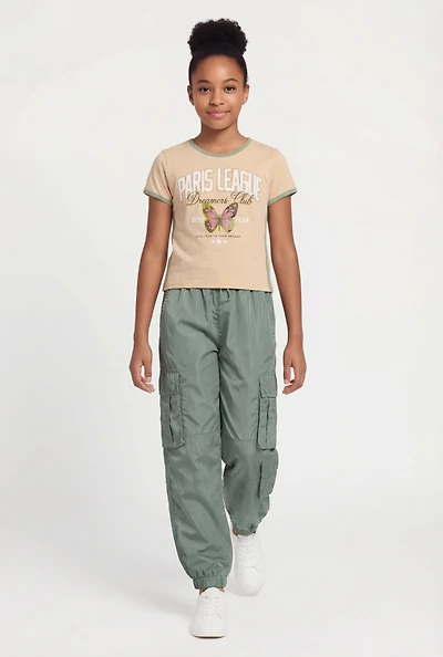 Girls Paris League Graphic Tee and Cargo Joggers
